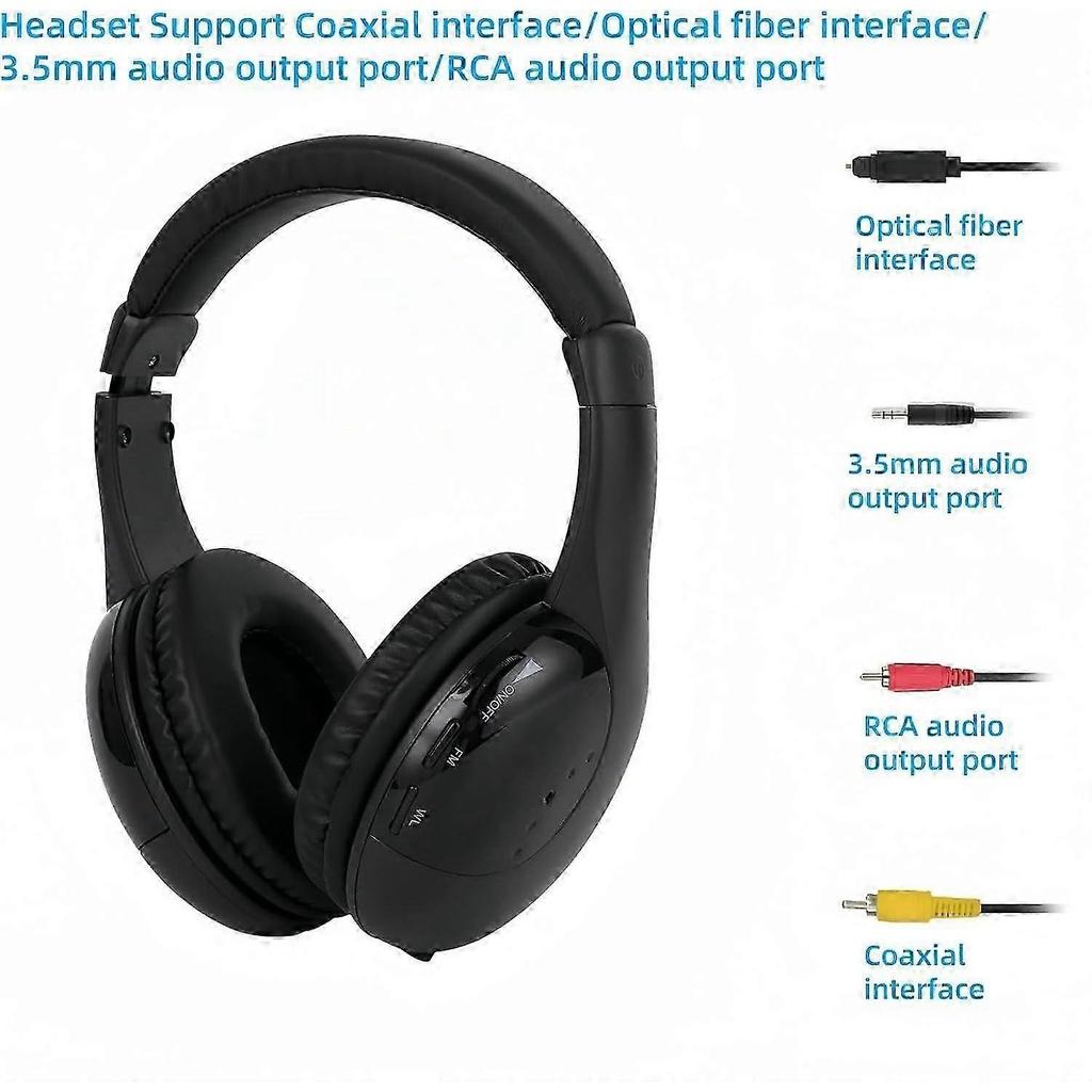 Wireless TV Headphones for Seniors Over Ear with FM Transmitter RCA Optical Coaxial Support