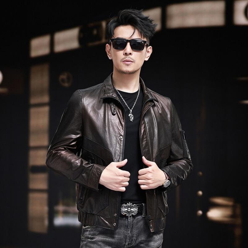 Cowhide Leather Jacket Men's Casual Large Size Men's Top Real Cowhide Motorcycle Jacket
