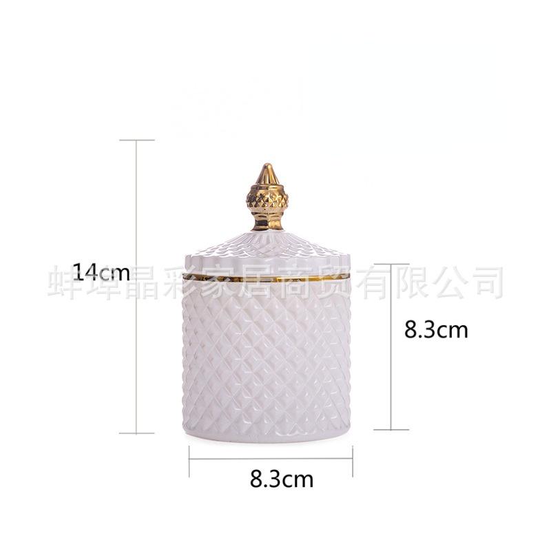 Stained Glass Storage Jar with Lid Snacks Candy Box Aromatherapy Candle Bottle Glass Container Jewelry Storage Jar Home Decor