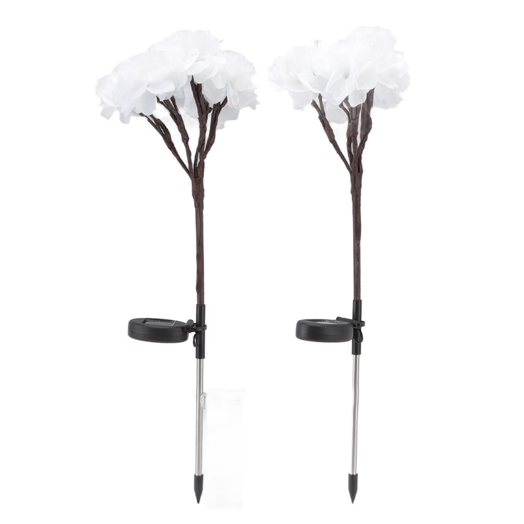 2pcs Camellia Lights Solar Waterproof Outdoor Decorative Fairy Flower Lights for Garden White