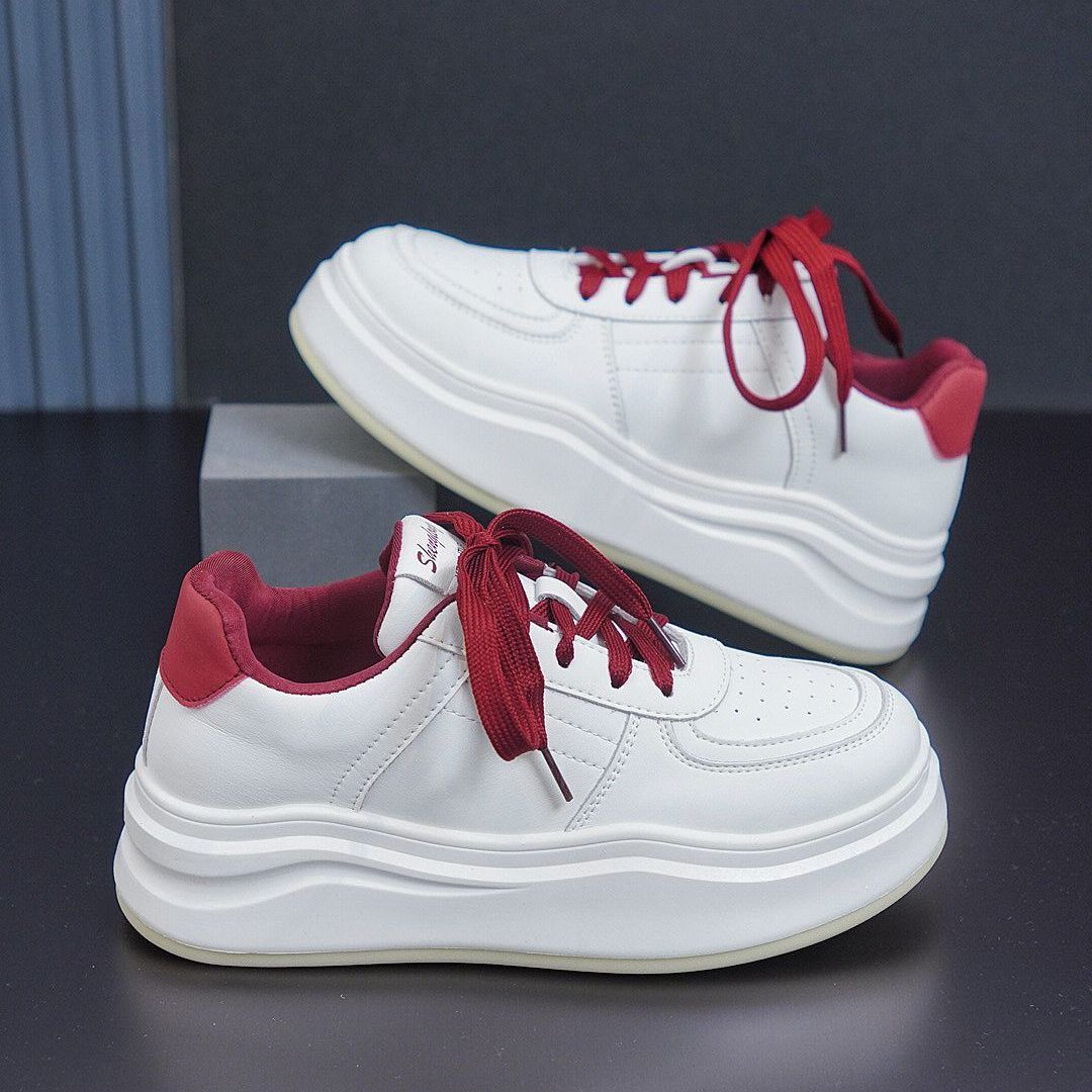 

Толстоподошвенные увеличивающие рост маленькие белые туфли женские модные универсальные маленького роста легкие повседневные спортивные туфли круглый носок цветовая гамма тренд 40 красный