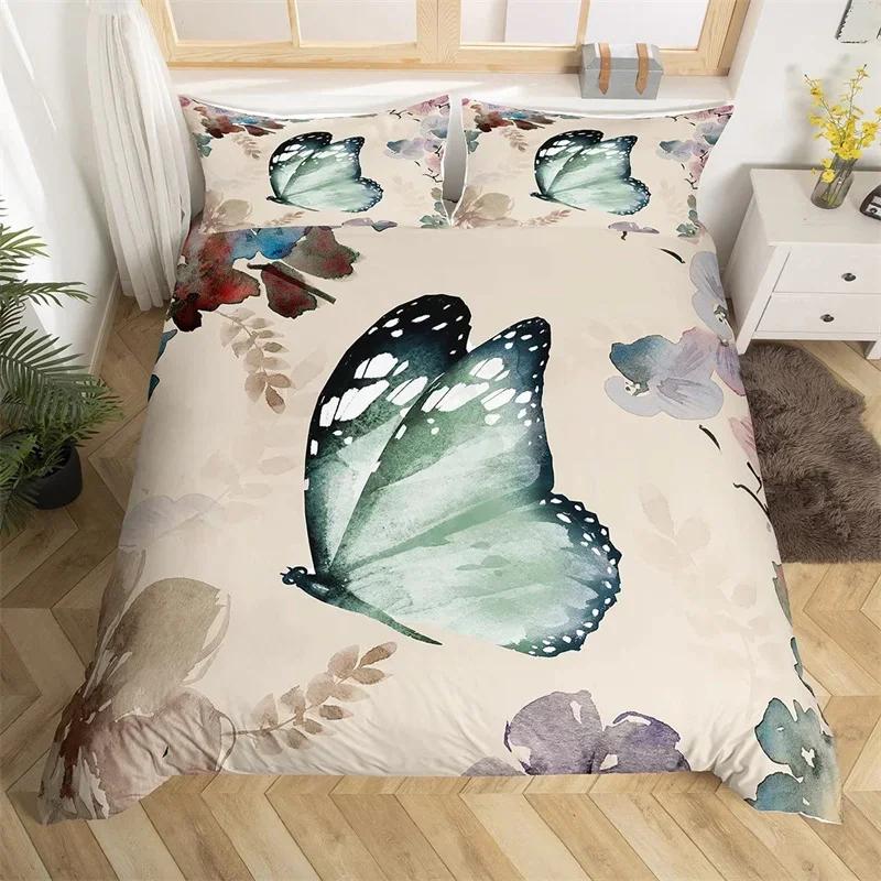 Chic Spring Flower Duvet Cover Vintage Flowers Comforter Cover Microfiber Garden Floral Bedding Set Full Queen Size Bedclothes