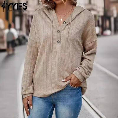 Women's Fashion Casual Fall Winter Solid Color Print Long Sleeve Hooded Pullovers & Long Sleeves Hoodies&sweatshirts