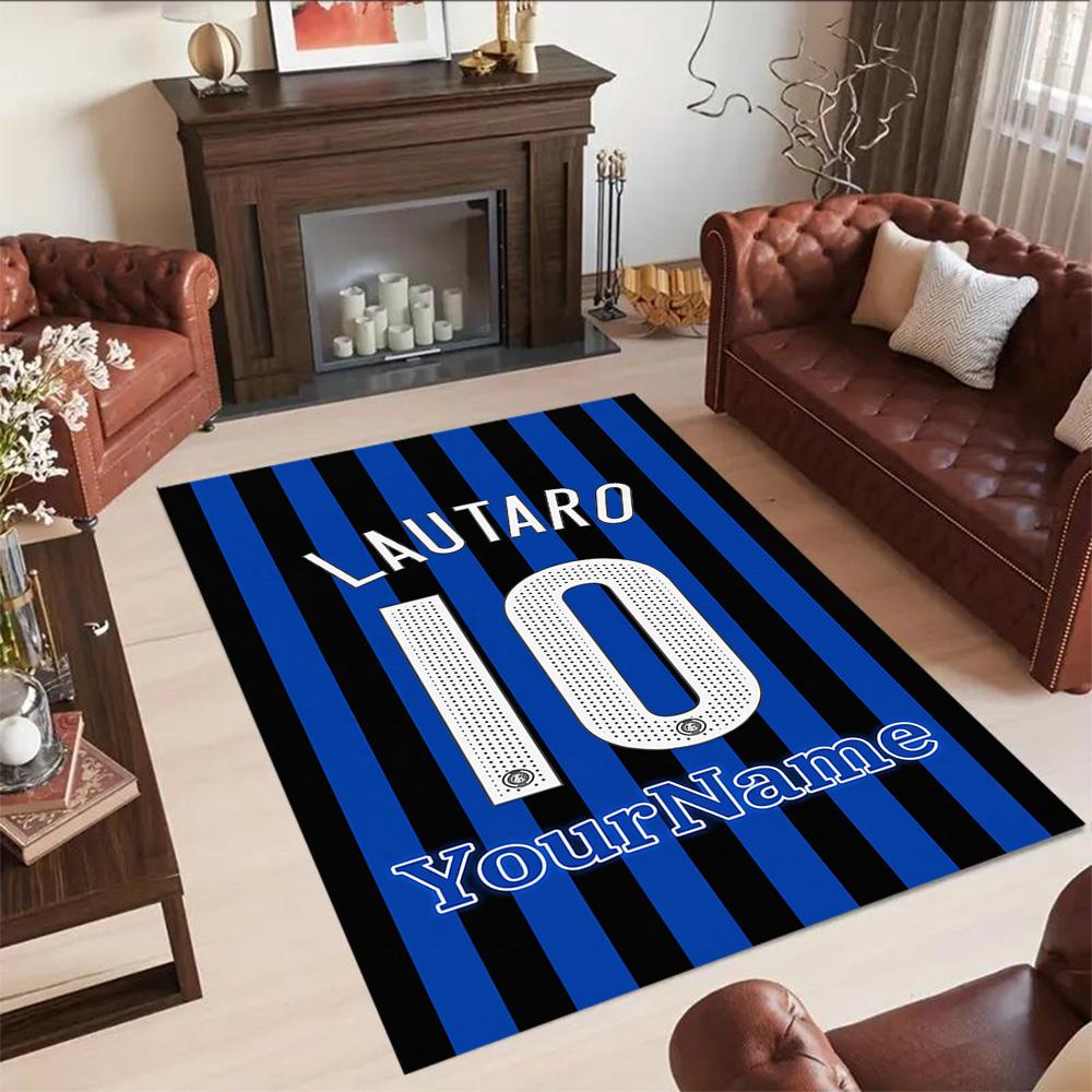 Inter Milan Customizable Name Area Rug Perfect for Study room Game Room Dormitory Balcony Anti-slip Rug Office home decor Best for Christmas