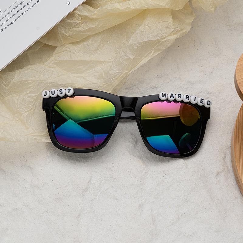 Custom Bridal and Prom Sunglasses: Black Unisex Letter Design