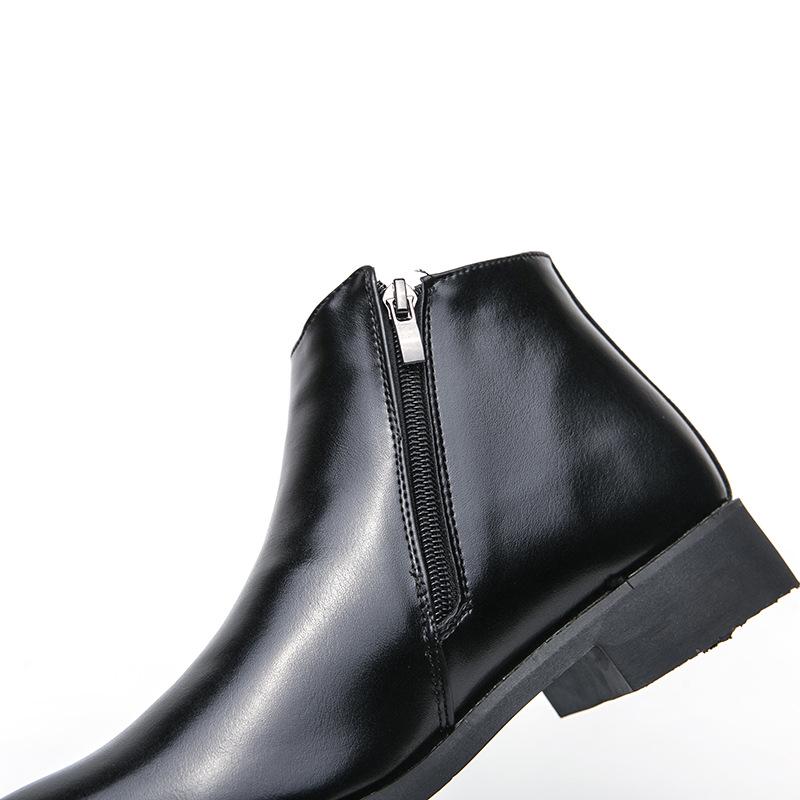 Stivali da uomo taglie forti stile coreano a metà polpaccio: Stivali Martin Formali in Pelle Autunno/Inverno a Punta, con Zip Laterale, Slip-On, Alti.
