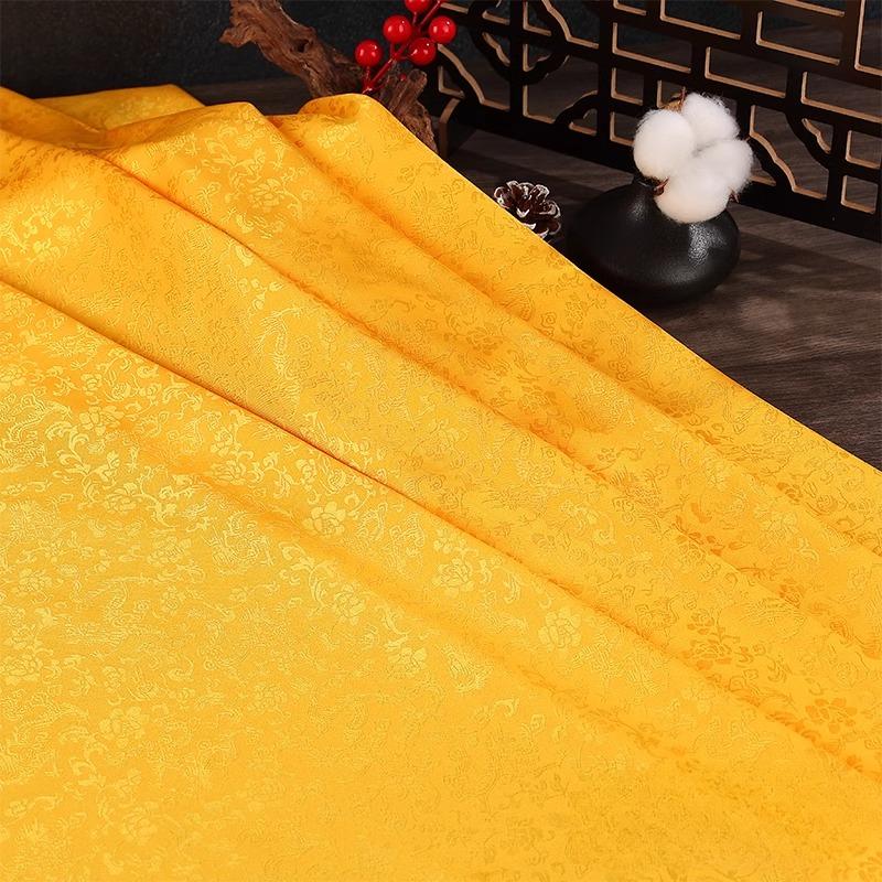 

100x120cm Double Sided Jacquard Fabric Bamboo Dragon Pattern for Clothes Cheongsam Hanfu Sewing Cloth Fine Soft Gold White 100x120cm