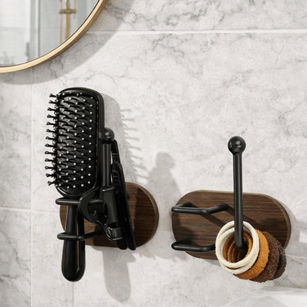 2 Pieces Practical Wall Mounted Hair Tie Storage Rack Rust-proof Waterproof Comb Holder Iron Retro Comb Stand for Bathroom