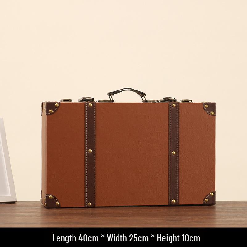 Vintage American Retro Leather-Wooden Suitcase Display and Photography Prop