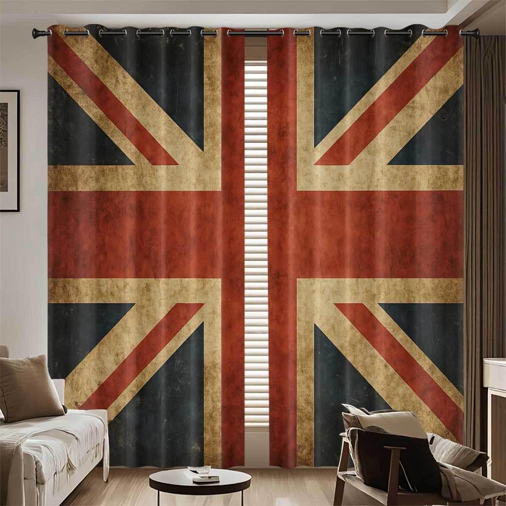 Maßgeschneiderte Verdunklungsvorhänge mit digitalem Druck der amerikanischen Flagge - Polyester, Doppelpaneel, Sonnenschutz