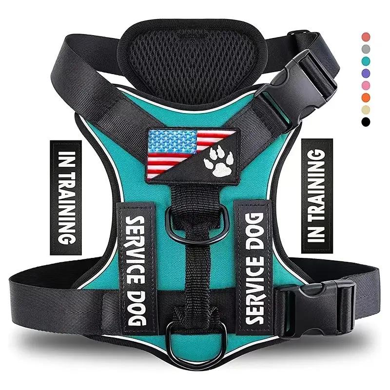 Reflective Night Vision Tactical Dog Harness with Shock Absorption and Leash