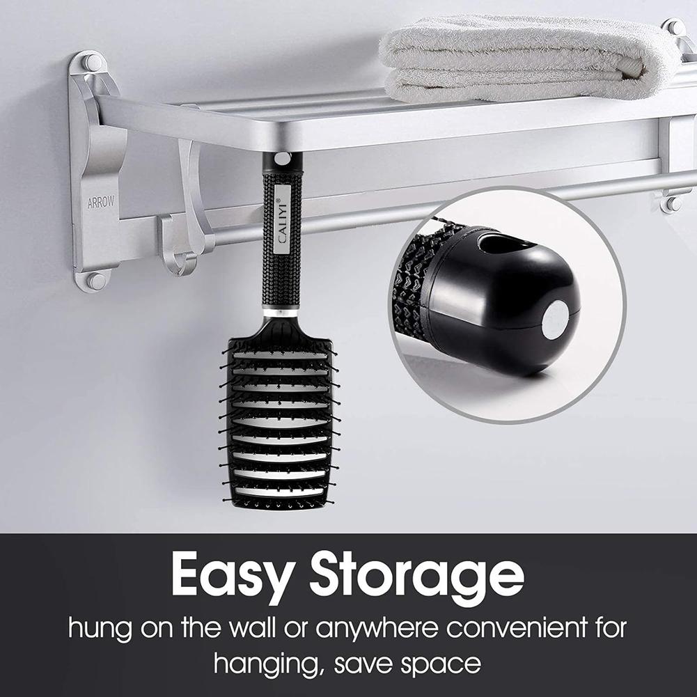 Brosse Peigne à Cheveux Professionnelle Courbée Ventilée pour un Séchage au Sèche-Cheveux Plus Rapide Brosse Démêlante à Palette pour Cheveux Mouillés Secs Bouclés Lisses