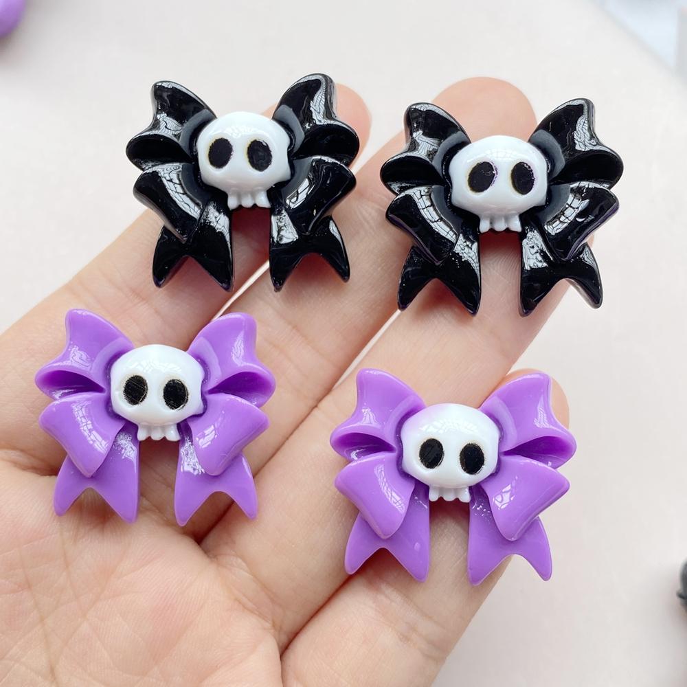 10PCS New Resin Cute Cartoon Skeleton Halloween Flat Back Home Decor DIY Scrapbook Crafts Jewelry Accessories