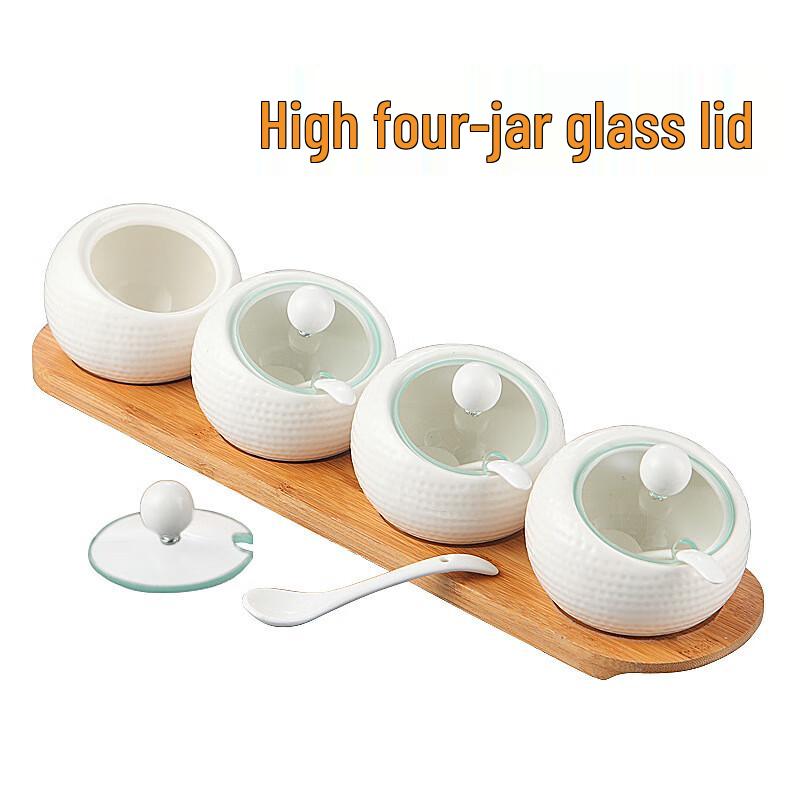 Qianxing Ceramic Seasoning Jar Set with Oil Bottle