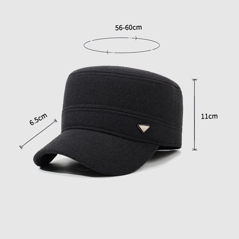 Winter Men's Hat Velvet Thick Ear Protection Wool Flat Cap Middle-Aged Outdoor Warm Cotton Hat