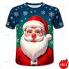 3D Christmas snowflake print casual short sleeved summer round neck T-shirt for men