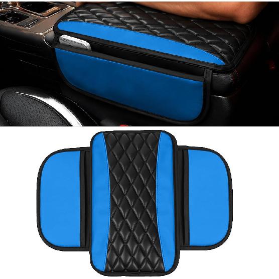 Leather Car Center Console Cover, Microfiber Leather Vehicle Armrest Protector Cushion with 2 Storage Bags, Universal Cars Armrest Cushion for SUV,
