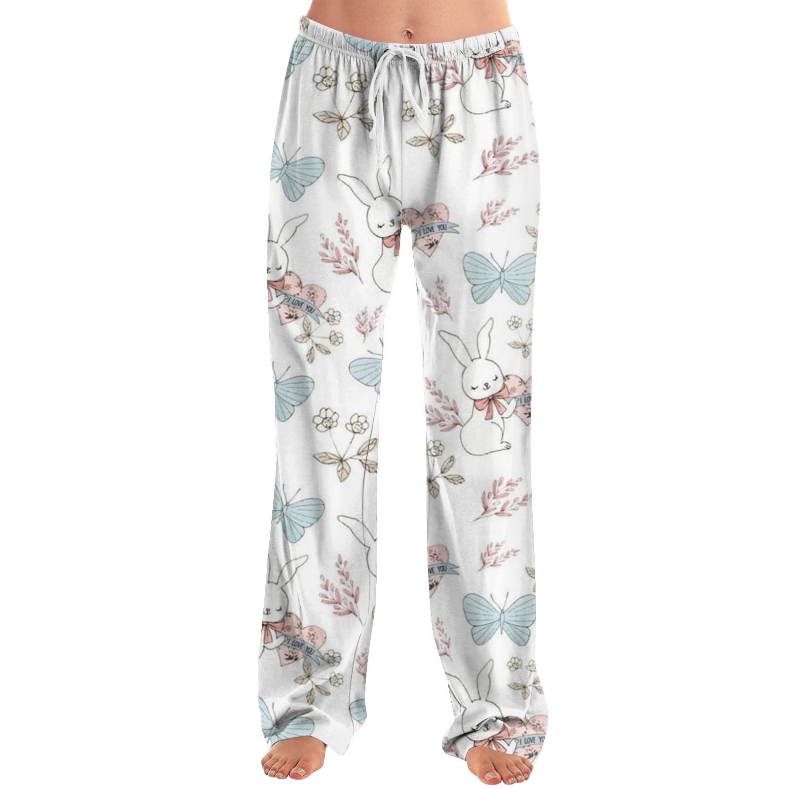 

Женские модные свободные повседневные брюки с пасхальным принтом S белый