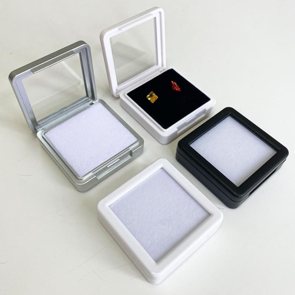 Showcase Transparent Rhinestone Jar Box Acrylic Flip Lid Crystal Display Case White Black Gemstone Holder Fashion