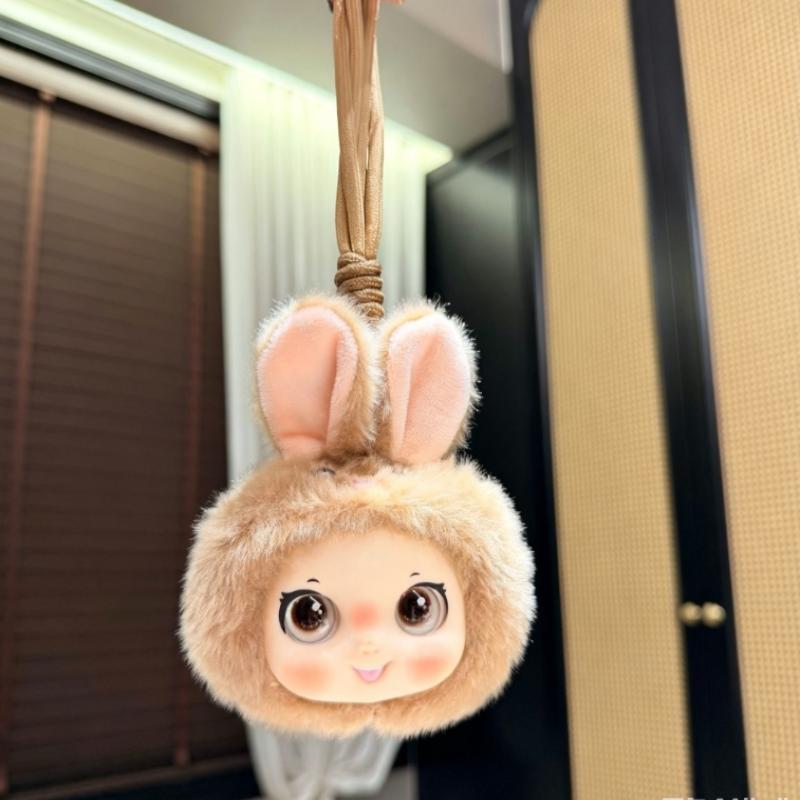 Unique Rabbit Head Plush Doll Pendant for Backpacks Soft and Cuddly Decoration Perfect for Gifts
