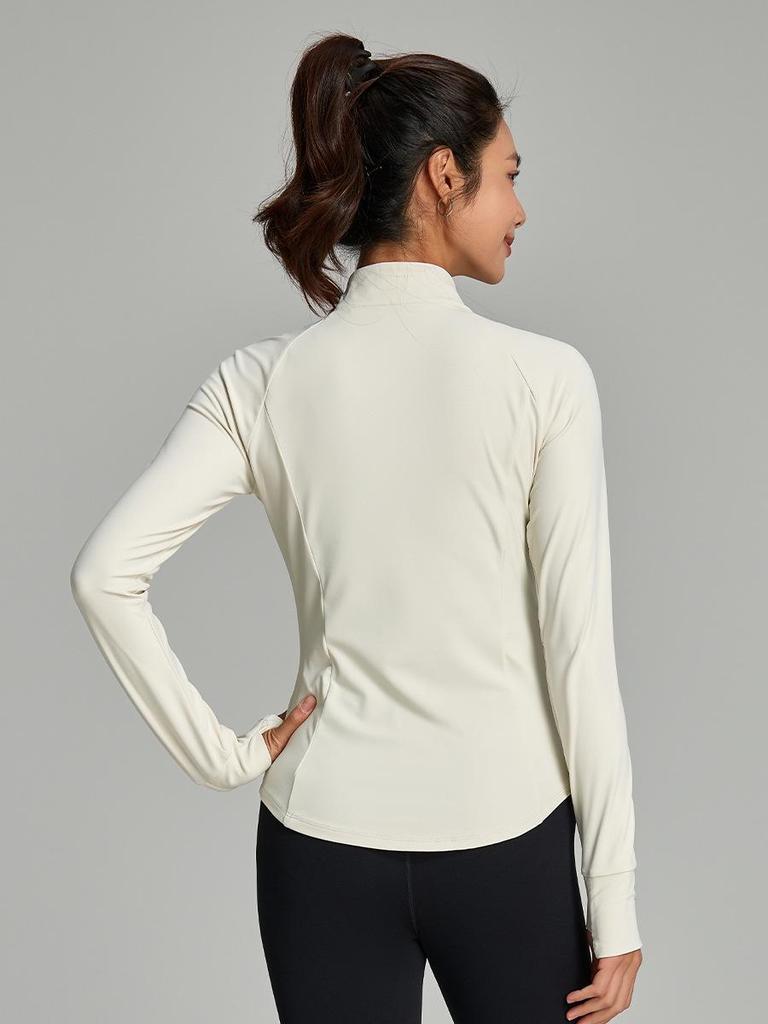 2025 Women's Long Sleeve Fitness Jacket for Spring & Autumn - Stand Collar Yoga & Running Sportswear