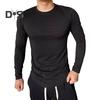 Men Sport Top Slim Fit High Elasticity Striped Texture Round Neck Quick-drying Long Sleeves Slim Fit Compression Figure Shaping Gym Running