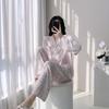 1011 Cotton and Silk Pajamas Women's Long-sleeved Trousers Large-size Two-piece Suit Girl Cute and Sweet New Loungewear