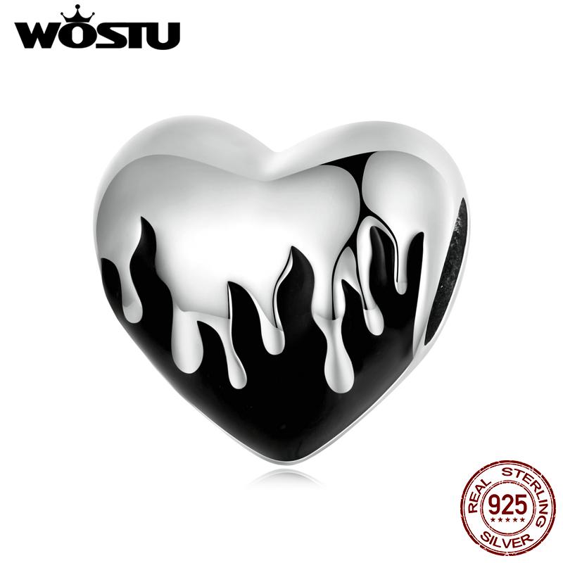 

WOSTU стерлингового серебра 925 пробы классический в форме сердца горящая любовь Шарм бусина подходит оригинальный DIY браслет ювелирные изделия подарок 925 silver