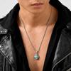 Casual Men's Pendant Necklace,Stainless Steel Turquoise Natural Stone Healing Necklace,Gift for Husband Dad Son BBF