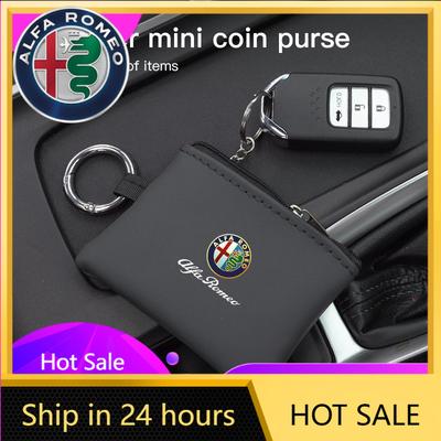 Car Stickers For Alfa Romeo Car Key Bag Leather Mini Coin Purse Card Bag For Alfa Romeo 4C 159 Spider Giulia Giulietta 156 Tonal