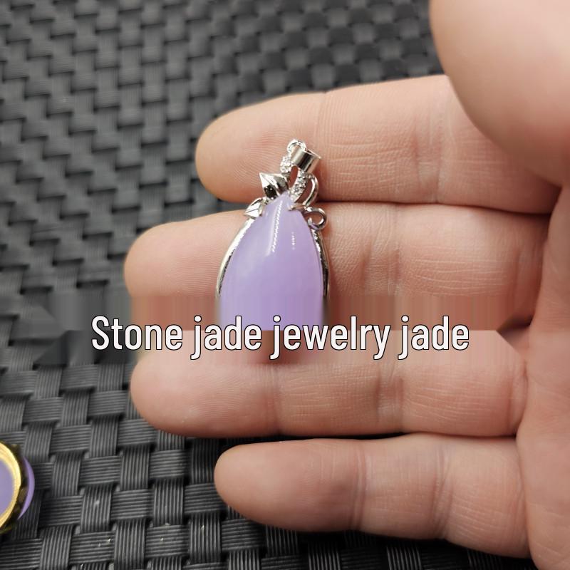 Purple Quartzite Jade Water Drop Pendant Necklace - Unisex
