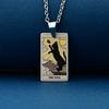 Stainless Steel Cat Tarot Card Necklace for Men Women Animal Divination Jewelry Accessory