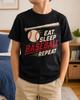 Eat Sleep Baseball Repeat Shirt, Vintage Sports Tee, Ball Player Coach Gift, Game Day Outfit, Baseball Mom Dad Team Fan Graphic Pro Apparel