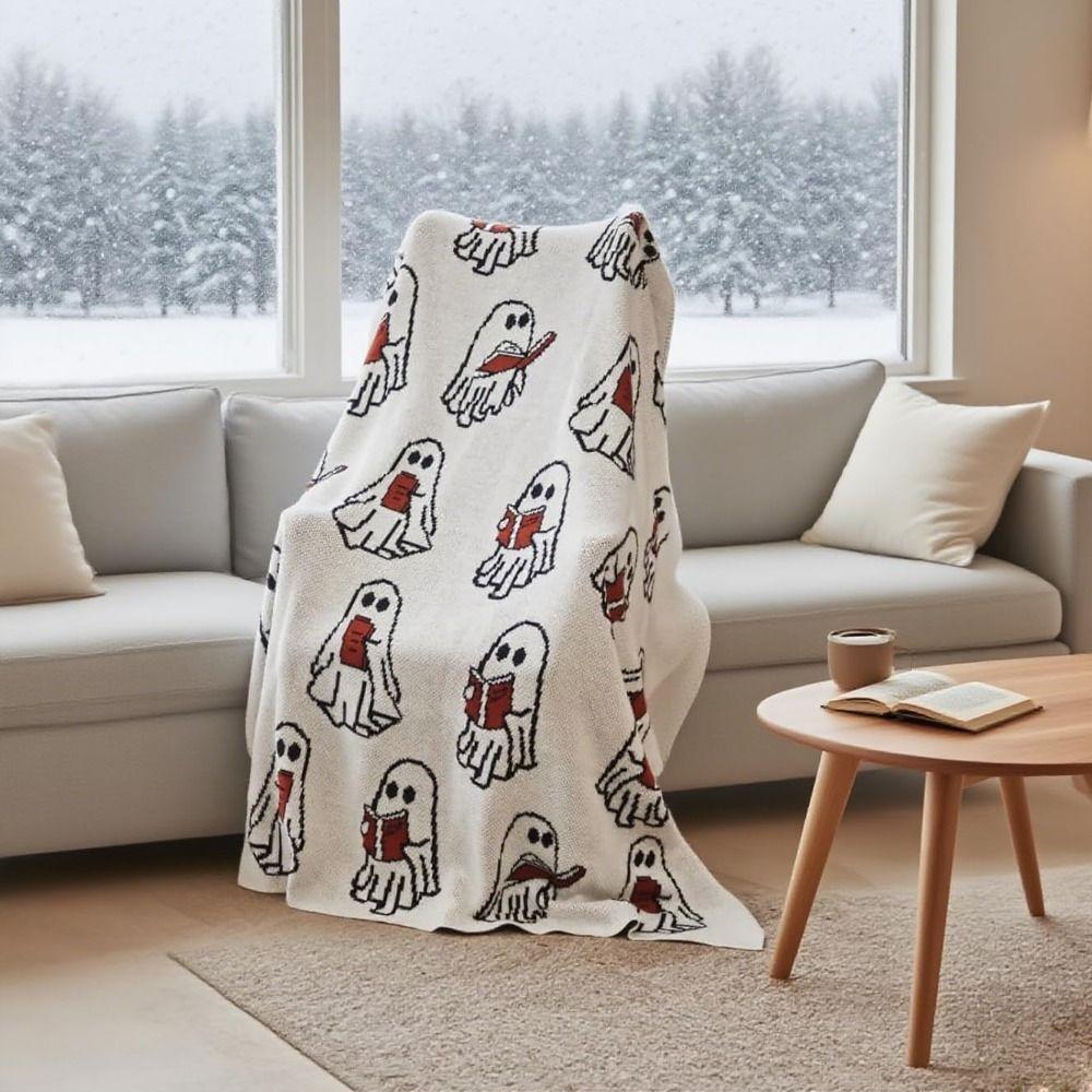 Soft Throw Blanket Cozy Knitted Throw Blanket High Quality Ghost Reading Blanket