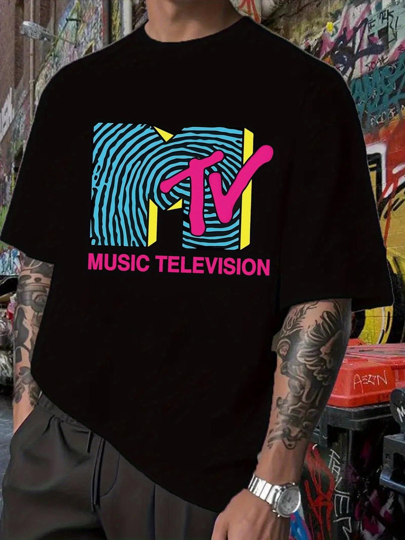MTV Music Television Graphic T-shirt - Retro Blue & Pink Design XXXL