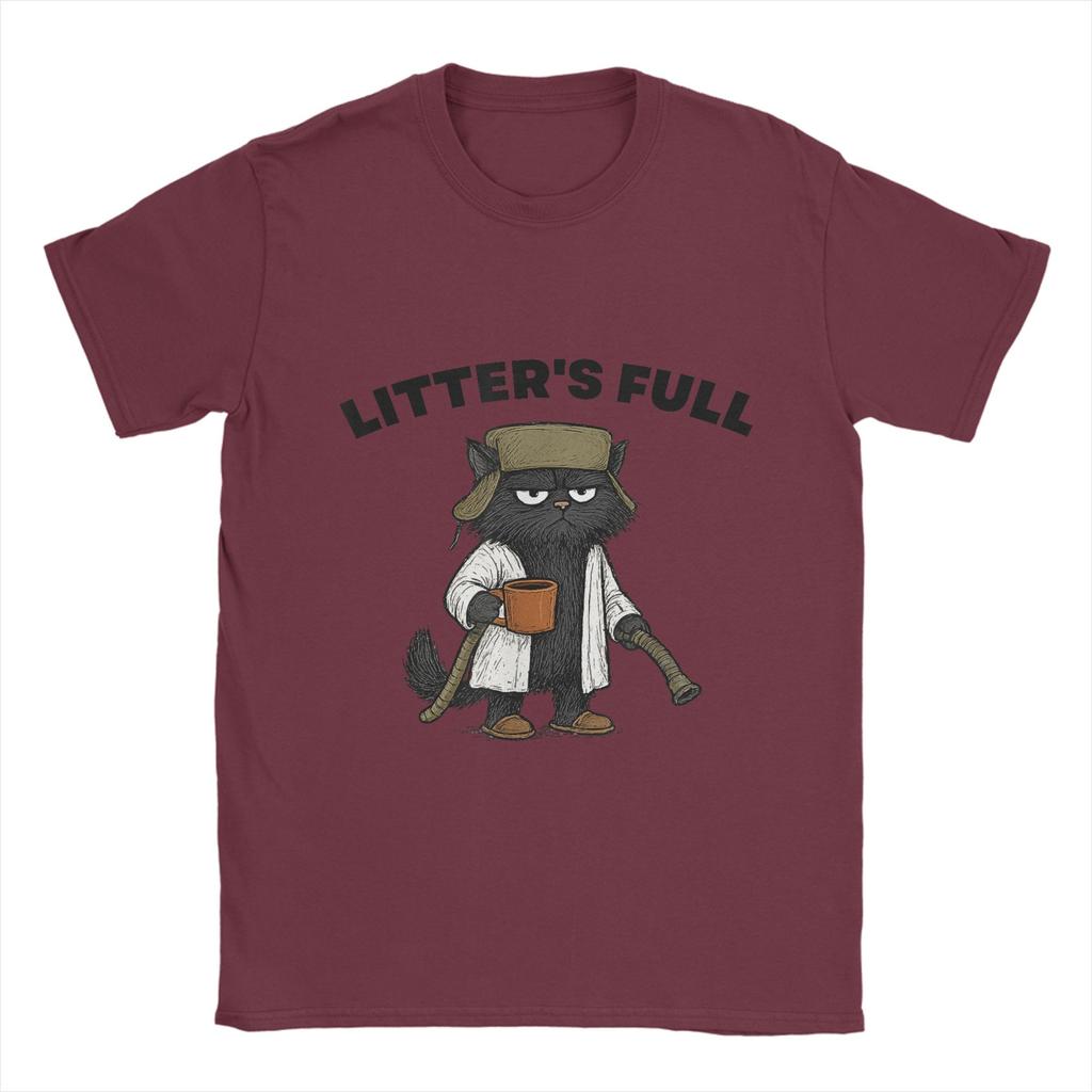 Funny Litters Full Cat  Men's T Shirts  Vintage Tee Shirt Short Sleeve Round Collar T-Shirts 100% Cotton Summer Tops
