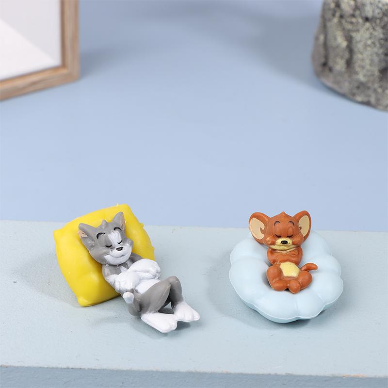 Sleeping Tom And Jerry Pillow Tom Cat Mouse Car Ornament Cute Desk Decorations Adorable Figurines Collectible Playful Ornaments