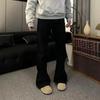 Korean Style Street Slimming Slightly Flared Black Jeans for Men Simple Trendy Casual Straight Long Pants