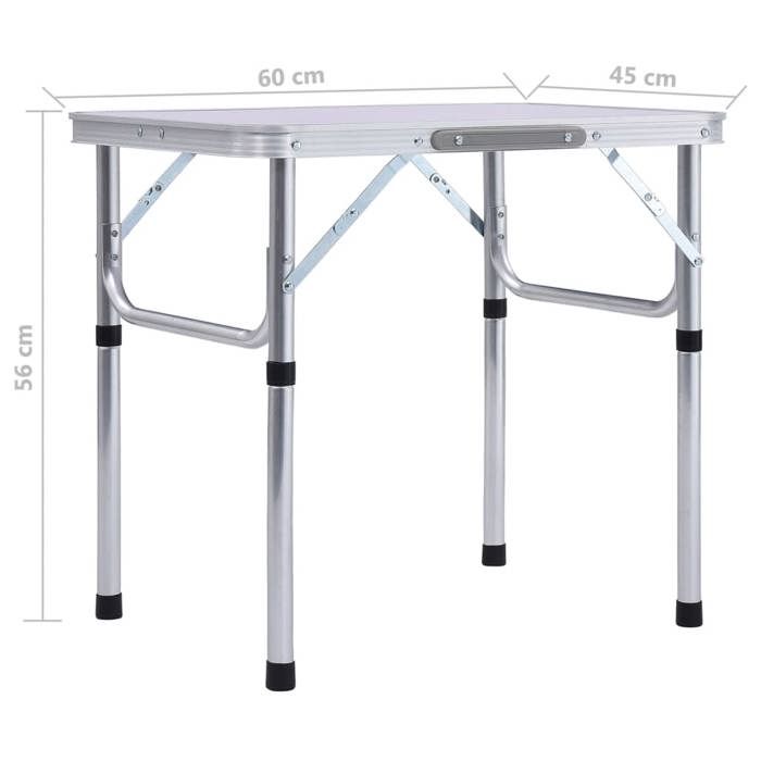 VidaXL Table Pliable de Camping Table Pliable de Jardin Table de Randonnée Table d'Exterieur Table de Pique-nique Blanc 48178