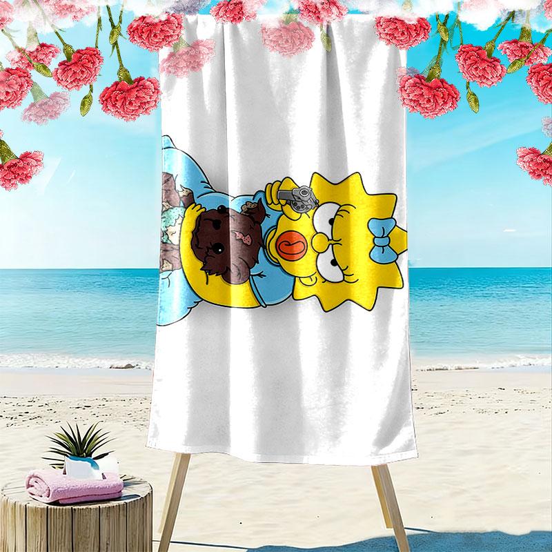 Maggie Simpson Print Beach Towel, Large Soft Quick Dry Towel for Beach Camping Swimming