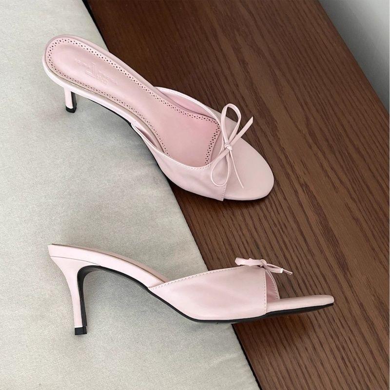 Women's Muller Slippers 2025Summer New Womens High Heel Sandals Elegant Temperament High-heeled Slides for Women Open Toe Slides