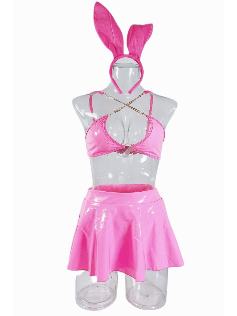Valentine's Day Patent Leather Bunny Costume for Women