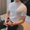 Youth Trendy Half-High Collar Casual Pullover: Men's Summer Solid Color Short-Sleeved Sweater 2025.