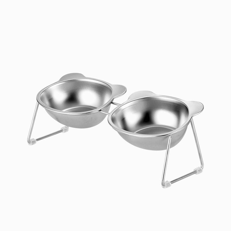 Elevated 304 Stainless Steel Pet Bowl - Cat & Dog Water/Food Dish with Neck Protection Stand