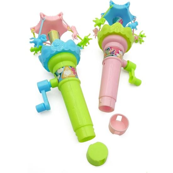 Interactive Glowing Carousel Toy Develop Hand Strength with Manual Joystick Rotates Lights Up Toy for Babies