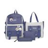 New Fashionable Contrasting Color Student Schoolbag Junior High School Large-capacity Four-piece Backpack Class Travel Backpack Make-up Bag