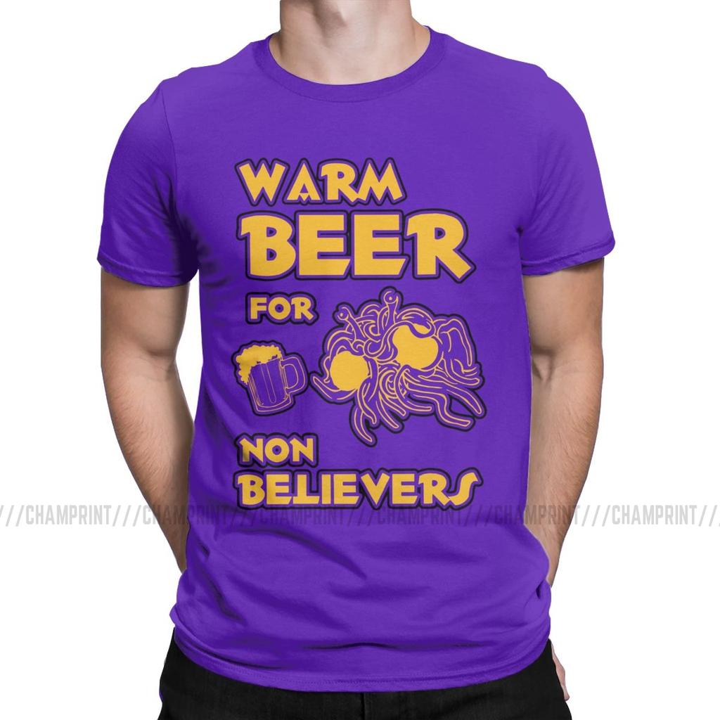 Warm Beer For Non Believers Pastafarian T Shirts Men Flying Spaghetti Monsterism Pastafarianism Fsm Religion Church