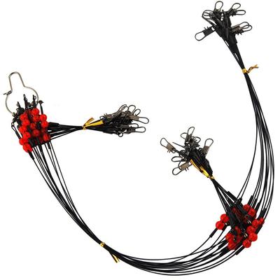 24Pcs/Bag Fishing Wire Leader Rigs Trace With Swivels Snaps Beads Arms Fishing Lures Steel Wire Leader Spinner Fishing Line