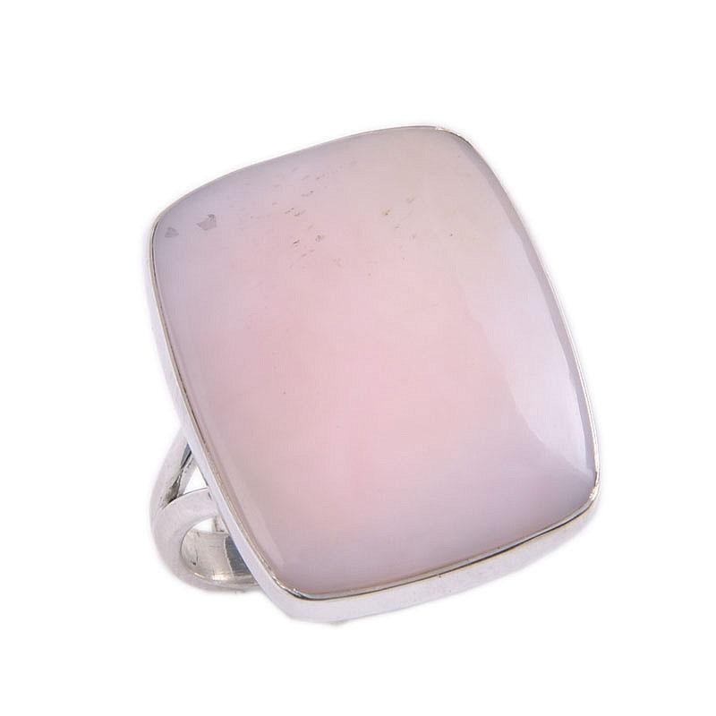 Natural Pink Opal Gemstone 925 Solid Sterling Silver Jewelry Ring Size 8.5 N1c13