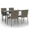 VidaXL Garden Dining Furniture and Cushions 5 Pcs Black and Grey 3185127